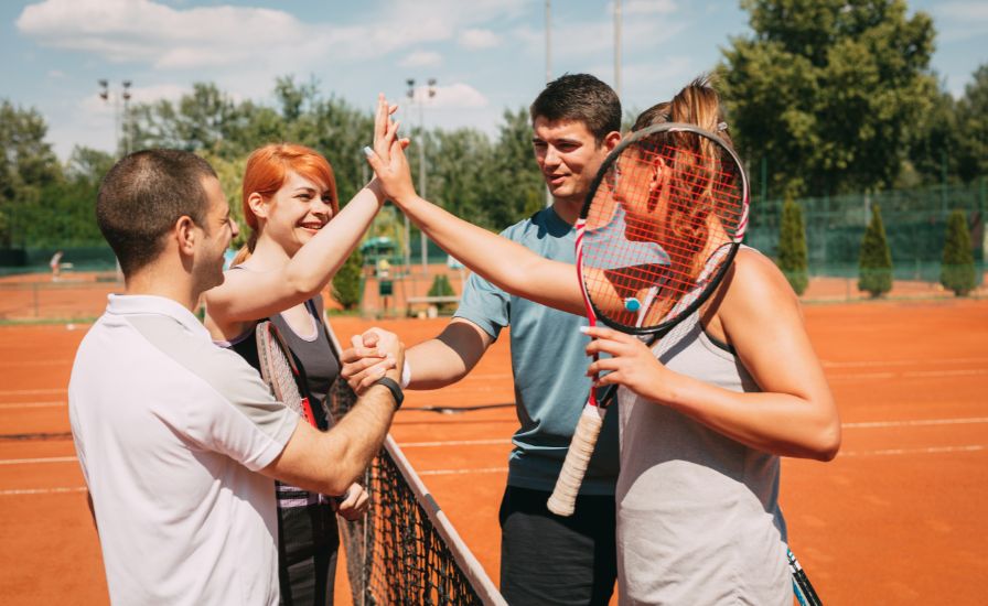 tennis players handshake on the net a tennis court racket.gr