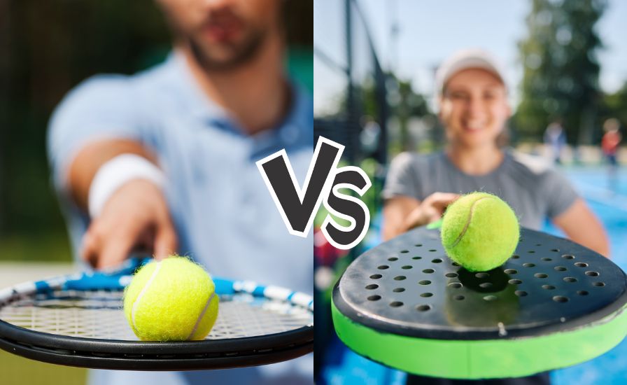 tennis vs padel players holding their rackets